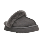 UGG Chausson Disquette Grey – Mules en daim et laine – Image 2