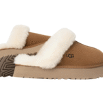 UGG Chausson Disquette Chestnut – Mules en daim et laine – Image 4